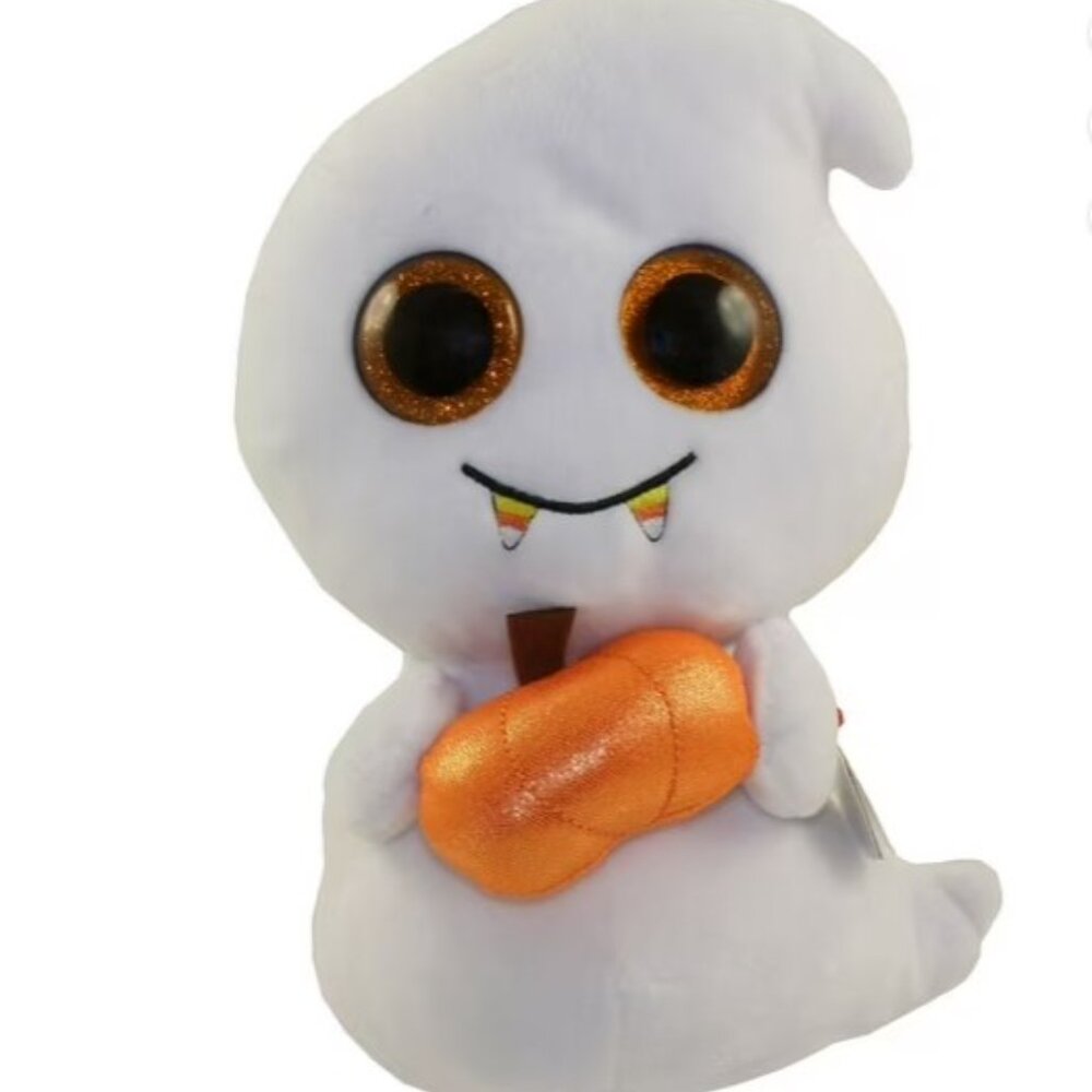 🎃 Ty Beanie Boos Halloween Ghost Plush – Big Sparkly Eyes – 2017 with tags 6"
